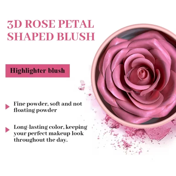3D Petal Rose Makeup Blush 4 colors Gift Highlighter Rare Beauty Blush Rubor Forma Rosa Real Rose Flower Blush Shimmer Makeup - Image 4