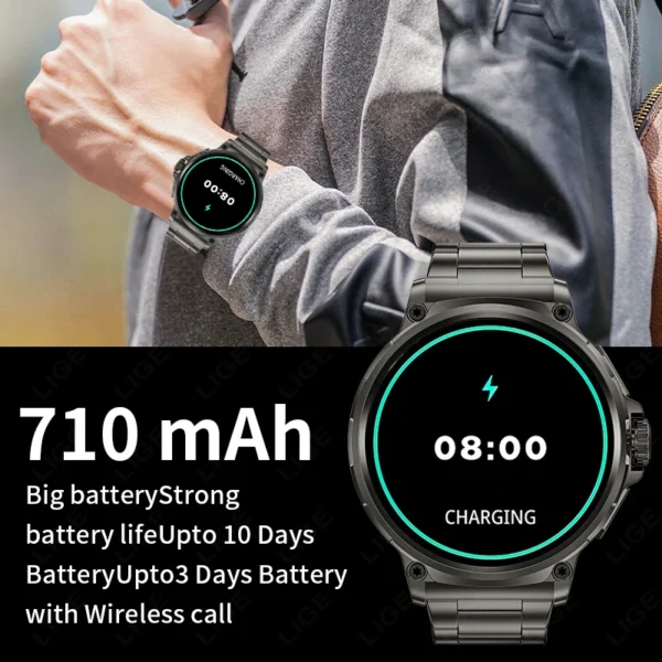 LIGE New 1.85-inch Ultra HD Smart Watch Men Outdoor GPS Tracker Bluetooth Call 710 Mah Large Battery Sports Fitness Smartwatch - Image 4