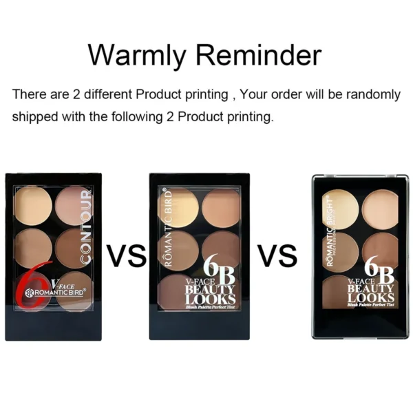 6 Colors Highlight Contouring Powder Palette Face Shadow Contouring Powder Makeup Palette With Brush Face Bronzer Color Correcti - Image 6