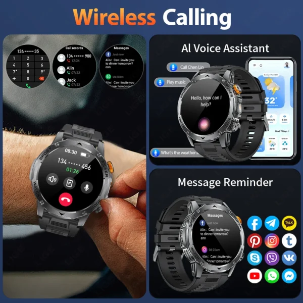 LIGE 2025 New For HUAWEI Xiaomi 1000mah AMOLED Smart Watch Men Sports Fitness LED Flashlight 3ATM Waterproof BT Call Smartwatch - Image 3