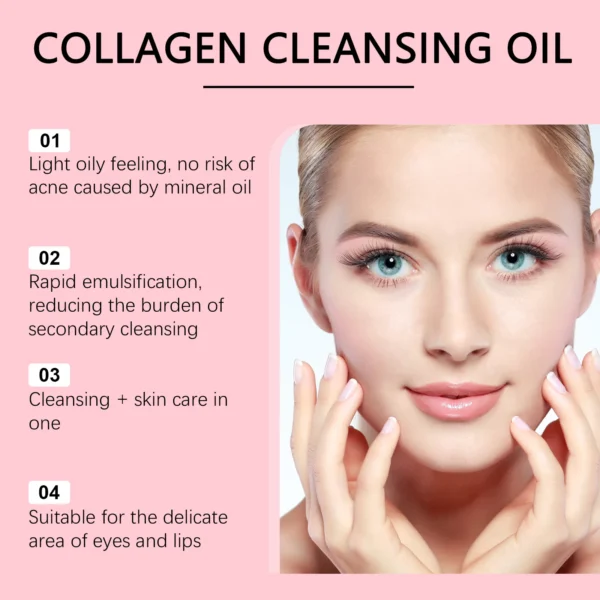 Collagen Makeup Remover Oil Jojoba Oil Makeup Remover Deep Cleansing Pore Dirt Gentle Daily Emulsifying Facial Cleanser Cosmetic - Image 2