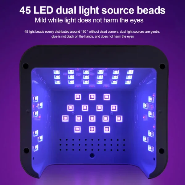 45LED UV Nail Lamp High Power Nail Dryer with LCD Smart Screen Gel Curing Drying Lamp Removable Base Pedicure Tool for Home - Image 2