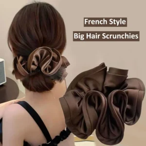 5Pcs/20Pcs French Style Ruffled Silky Scrunchies Oversized Large Hair Scrunchie Girls Satin Elastic Hair Bands Hair Accessories