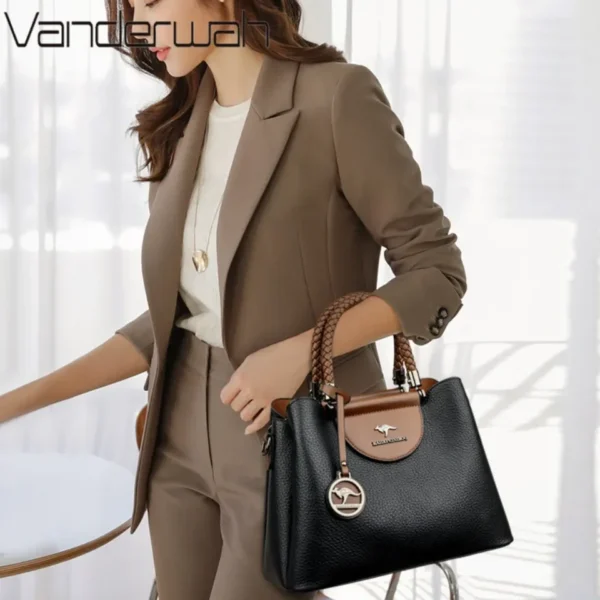 VANDERWAH 3 Layer Design Women's Handbags Luxury Designer Shoulder Crossbody Bags High Quality PU Leather Ladies Casual Tote Bag - Image 2