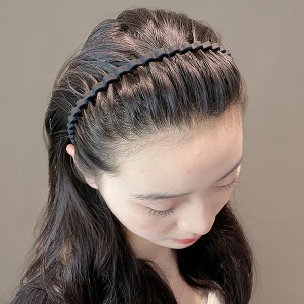 Unisex Metal Wavy Spring Hair Hoop Black Non Slip Outdoor Sports Headbands For Women Men Simple Hairband Face Washing Headdress - Image 3