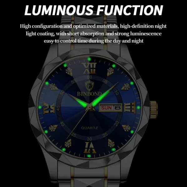 BINBOND Men Waterproof Week Date Clock Stainless Steel Sport Watch Top Brand Luxury Fashion Quartz Watch Men Quartz Wristwatch - Image 5