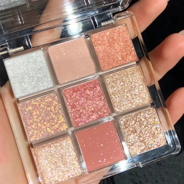 Makeup Eye Shadow Earth Color Beauty Eye Shadow Cosmetics Nine Color Sequins Glitter Pearlescent Matte Eye Shadow Palette - Image 4