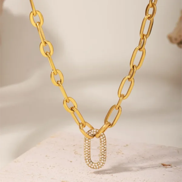 Rock Hip-hop Style Thick Chain Necklace Bracelet In Stainless Steel 18k Gold Plated Pendant Necklaces Bracelets Set For Women - Image 4