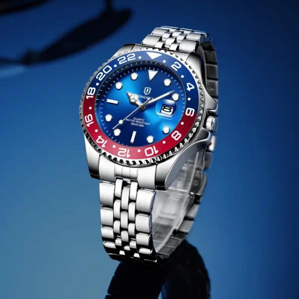QINGXIYA Classic Mens Watch Ghost Series Stainless Steel Waterproof Calendar Clock Business Luxury Quartz Watch Reloj Hombre - Image 2