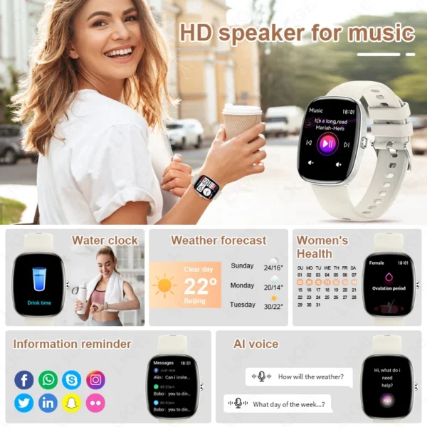 LIGE Waterproof Smart Watches Men 1.96 inch Reminder Bluetooth calling 350mAh Smartwatch Women 100+ Sport Mode Monitor Bracelet - Image 3