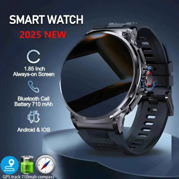 LIGE New 1.85-inch Ultra HD Smart Watch Men Outdoor GPS Tracker Bluetooth Call 710 Mah Large Battery Sports Fitness Smartwatch