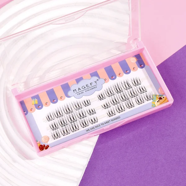 MAGEFY Transparent Plastic Individual Eyelashes Naturally Slim Crossed Lashes Cat Eye Lashes Cute Portable Suitable for Beginner - Image 6
