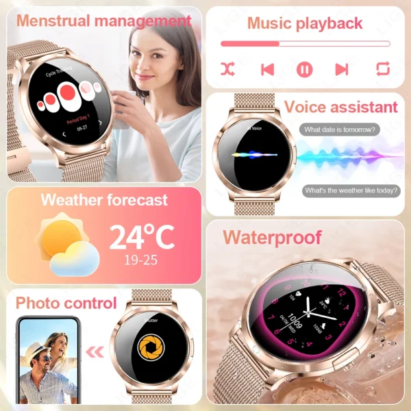 LIGE 2025 New Smart Watch For Women AMOLED Screen Watches IP68 Waterproof Heart Rate Monitor Ladies Smartwatch For Huawei Xiaomi - Image 5