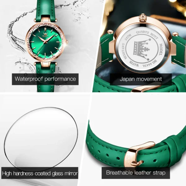 OLEVS 6645 Brand Quartz Watch for Women Fashion Diamond-encrusted Bezel Ladies Dress Wristwatch Fashion Elegant Waterproof Watch - Image 3