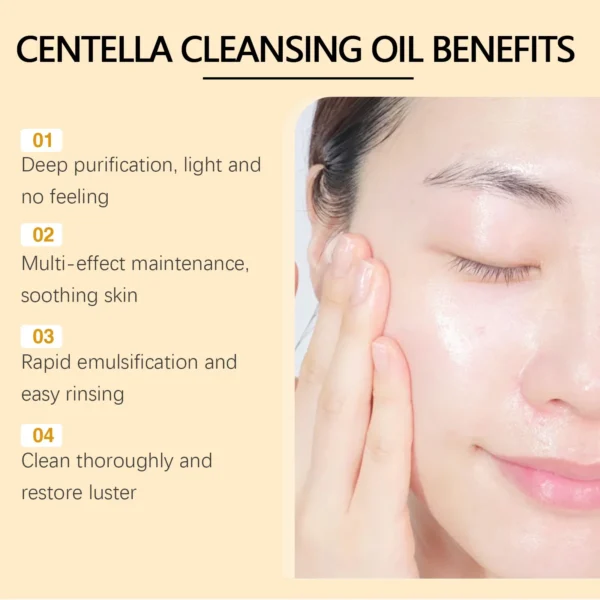 Centella Cleansing Oil Gentle Facial Makeup Remover Vitamin E Moisturizing Face Refresher Cleaning Oil Cleaning Nose Pores - Image 2