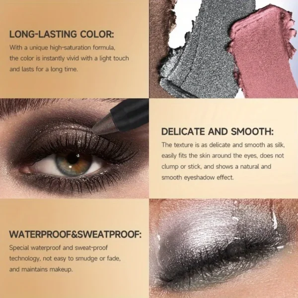 Metallic Glitter Eyeshadow Stick Matte Waterproof Shimmer Lying Silkworm Long Lasting High Gloss Pearlescent Eyeshadow Pen - Image 5