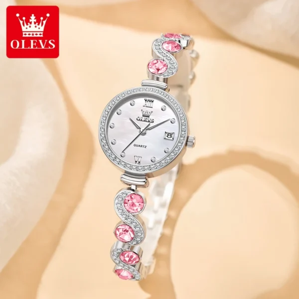 OLEVS 5633 Woman Watch Elegant Fashion Quartz Watch Diamond Bracelet Ladies Watch Original Automatic Date Waterproof Watch Reloj - Image 2