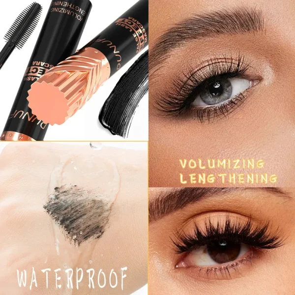 DUNUF 24H Waterproof Mascara Black Silk Fiber Lengthening Eyelash Extension Effect For Voluminous Female Makeup - Image 3