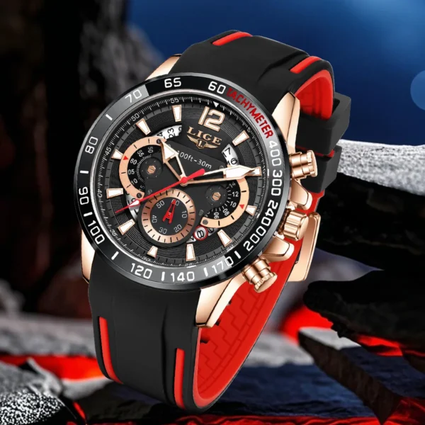 LIGE Fashion Mens Watches Original Silicone Strap Quartz Wristwatch Waterproof Luminous Watches For Men Luxury Business Clock - Image 2