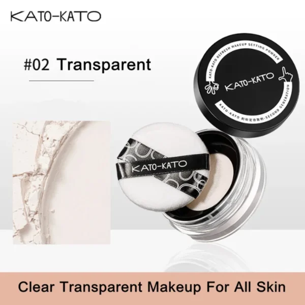 KATO Oil Control Loose Powder Soft Matte Shimmer Setting Finishing Foundation Powder Natural Long Lasting Brighten Skin - Image 4