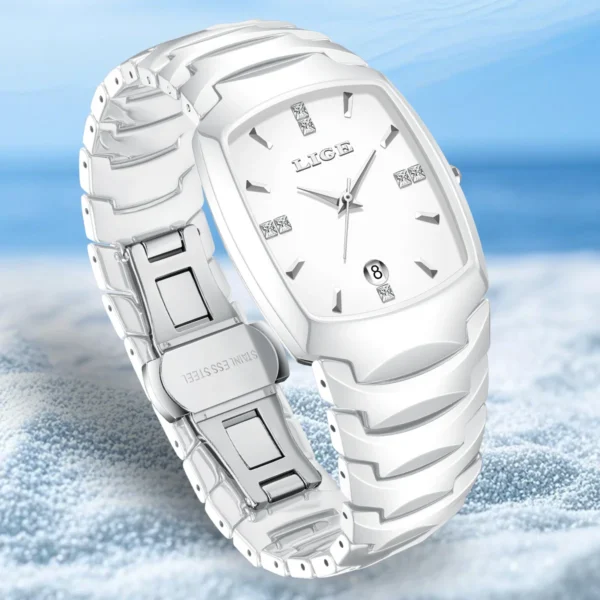 LIGE New Fashion Women Watch Elegant Ceramic Strap Calendar Quartz Wristwatch 30M Waterproof Business Luxury Gift Ladies Watches - Image 3