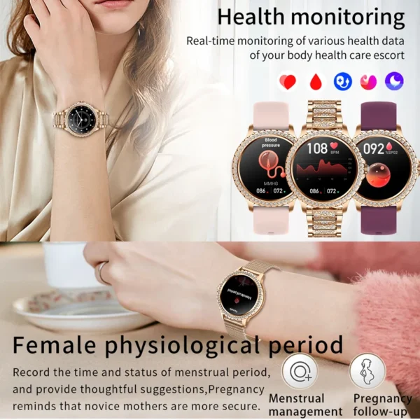 2024New Fashion Women Smart Watch 360*360 HD Screen Sports Bracelet Custom Dial Heart Rate Voice Call Smartwatch For Android IOS - Image 4