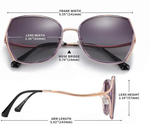 ZENOTTIC Fashion Oversized Polarized Sunglasses Women Geometric Vintage Gradient Shades UV400 Protection Metal Sun Glass - Image 4