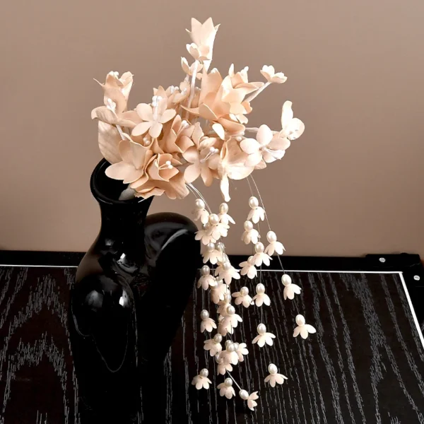 Flower Hair Barrettes Bridal Wedding Tiara Flower Pearl Tassel Hairpin Wedding Hair Accessories - Image 5