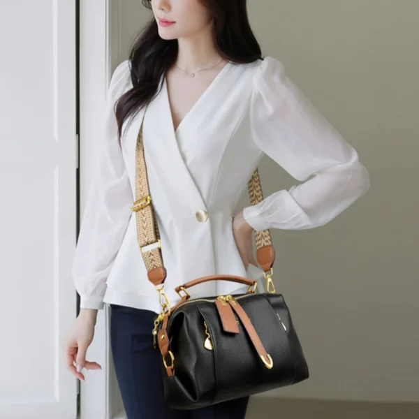2 Layers Shoulder Totes Bags for Women Quality Pu Leather Wide Strap Hand Bags Designer Arrow Zipper Ladies Crossbody Bag New - Image 4