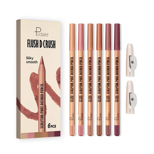 6Pcs Waterproof Lip Liner Set - Water-Resistant, Matte Finish Crayon Lip Pencils Non-Smudging & Easy-to-Apply with Sharpener - Image 6