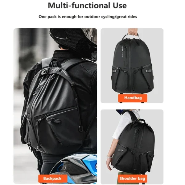 FEHER Motorcycle Backpack Waterproof Commuter Helmet Backpack 37L Large Capacity Multi-functional 900D Oxford Cloth Backpack - Image 6