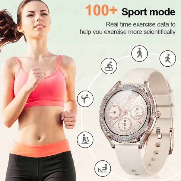 LIGE Luxury Smart Watches For Women Bluetooth Call Sport Fitness Tracker Heart Rate Sleep Blood Oxygen Monitor Smartwatch Gift - Image 4