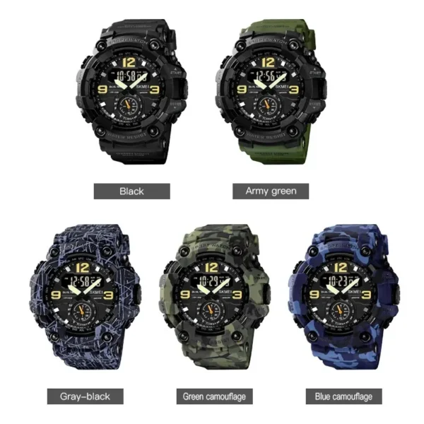 3 Time Sport Wristwatch Multifunctional Chrono Digital Watches Mens Dual Movement Waterproof Electronic Clock Reloj Hombre - Image 5