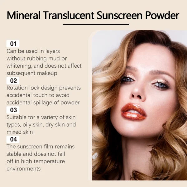 HOYGI Sunscreen Setting Powder Spf 30 Protection Oil Control Waterproof Sweat Proof Full Coverage Lasting Powder Cosmetics 8g - Image 5