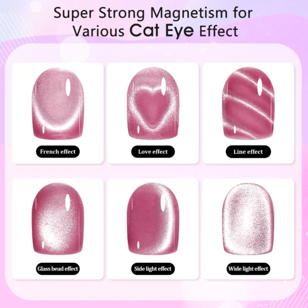 3 in 1 Nail Magnet Tool 3D Love Heart Cat Eye Nail Magnet Double Line Moon Snake Pattern French Nail UV Magnetic Stick Manicure - Image 6