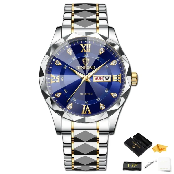 BINBOND Men Waterproof Week Date Clock Stainless Steel Sport Watch Top Brand Luxury Fashion Quartz Watch Men Quartz Wristwatch - Image 6