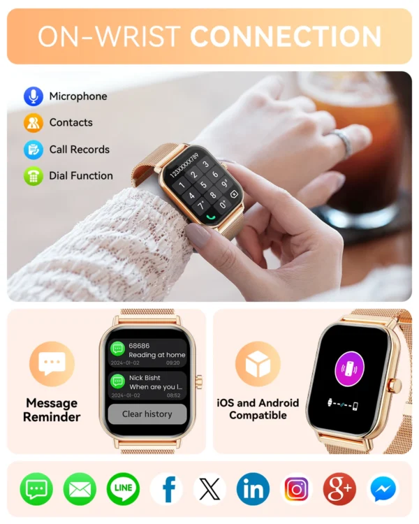 Karchilor 2025 Smartwatch, 1.85 High-Definition Large Screen, Women'S Fitness Tracker, Men'S Ip68 Waterproof, Sports Watch - Image 3