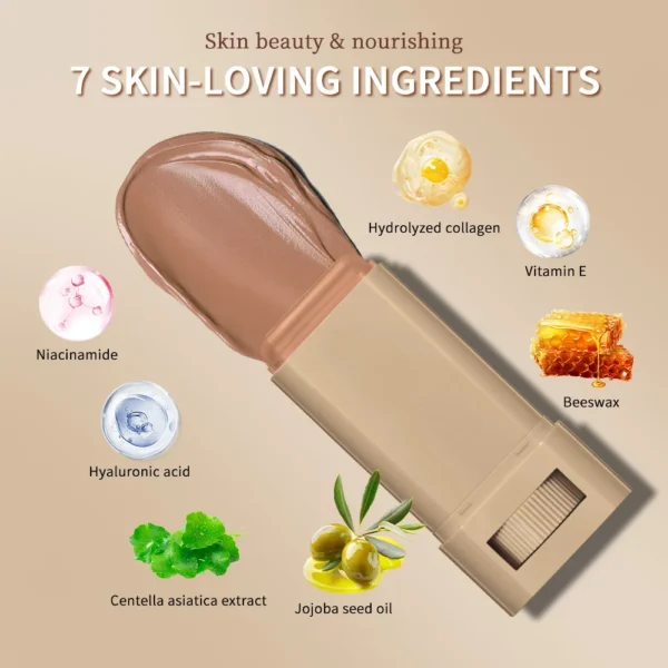 Stick Foundation Balm Serum Boosted Skin Tint Foundation Stick Smooth Plumper Hight Coverage Travel Bronze Foundation Stick Make - Image 6