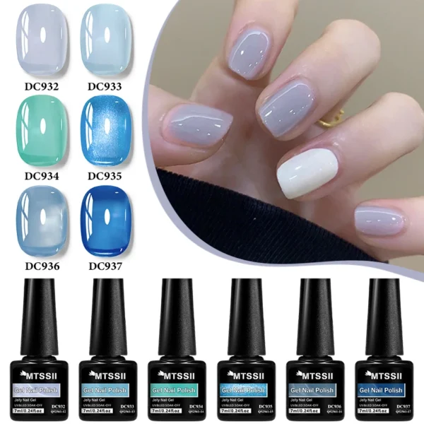 MTSSII 20/6 Pcs Mambo Jelly Gel Nail Polish Set Mint Grass Green Transparent Nail Art Gel Nail Supplies Nails Gel Varnish Kit - Image 4