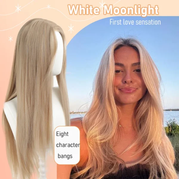 Synthetic wig linen long straight hair with bangs long curly hair ponytail extensions dirty braids Halloween Christmas gifts - Image 2