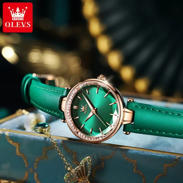 OLEVS 6645 Brand Quartz Watch for Women Fashion Diamond-encrusted Bezel Ladies Dress Wristwatch Fashion Elegant Waterproof Watch - Image 2