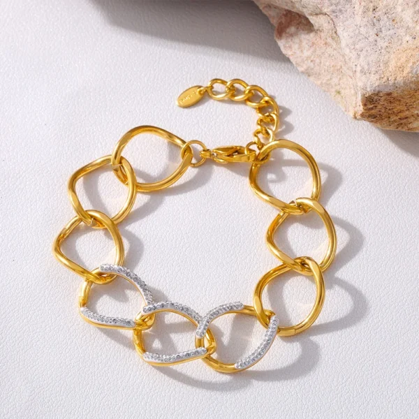 Trendy Chain Design Stainless Steel Bangle For Women Charm Bracelet Luxury Charm Jewelry Wedding Banquet Gift - Image 4