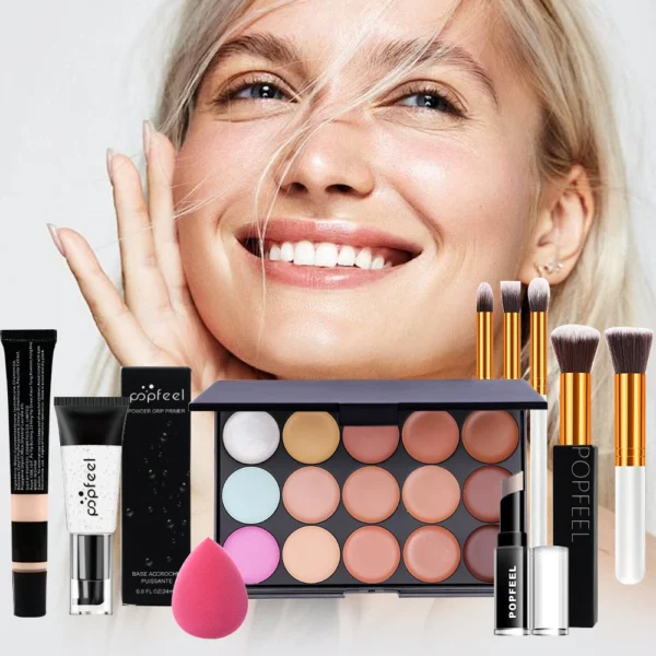 POPFEEL All-in-One Makeup Kit Gift Set With concealer，makeup-Lotion，foundation，powder prff，makeup brushes，Makeup novice - Image 3