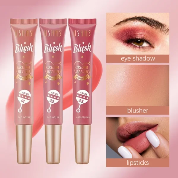 4-color Multifunctional Liquid Blush Waterproof Long Lasting Eye Shadow Lip Cheek Dual-purpose Blush Stick Makeup Cosmetics.