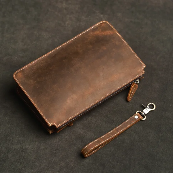 Men Genuine Leather Clutch Bag Cowhide Large Capacity Men Wallets Cell Phone Pocket Passcard Pocket High Quality Wallet For Men - Image 4