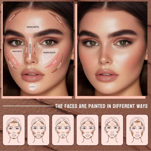 4pcs Contour Stick, Highlighter Stick, Blush Stick 4pcs Cream Contour Kit with Contour Brush, Create Face Contour, Non-greasy - Image 5