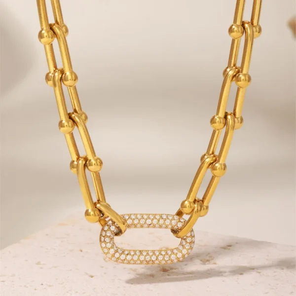 Rock Hip-hop Style Thick Chain Necklace Bracelet In Stainless Steel 18k Gold Plated Pendant Necklaces Bracelets Set For Women - Image 6