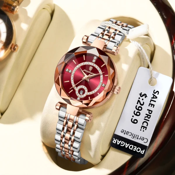POEDAGAR Luxury Watch For Woman High Quality Diamond Ladies Quartz Watch Waterproof Date Stainless Steel Women Watches reloj+box - Image 2