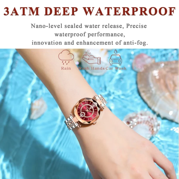 POEDAGAR Luxury Watch For Woman High Quality Diamond Ladies Quartz Watch Waterproof Date Stainless Steel Women Watches reloj+box - Image 3