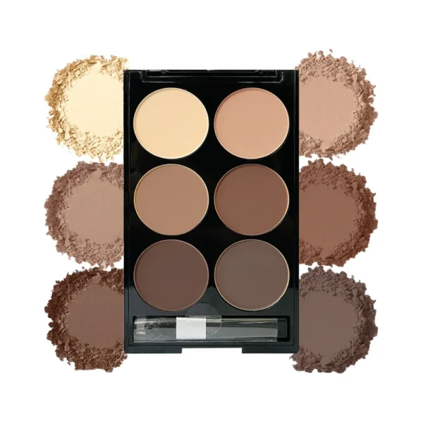 6 Colors Highlight Contouring Powder Palette Face Shadow Contouring Powder Makeup Palette With Brush Face Bronzer Color Correcti - Image 3